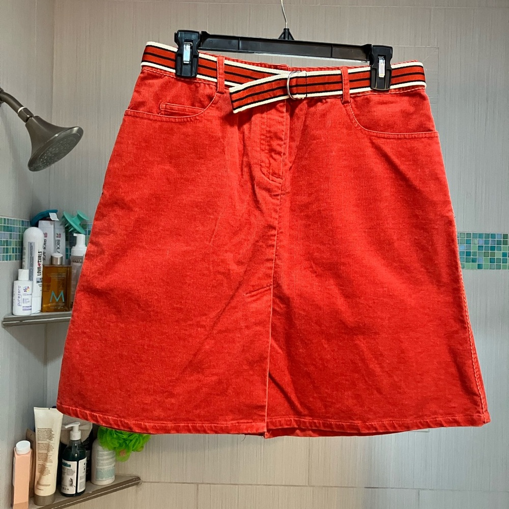 Lilly Pulitzer Burnt Orange A-Line Skirt with Striped Belt